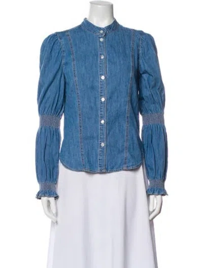 Pre-owned Veronica Beard Long Sleeve Blouse In Blue