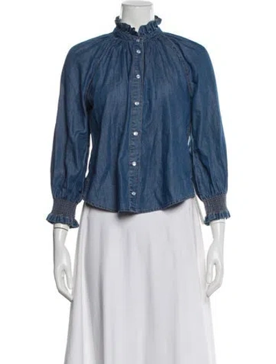 Pre-owned Veronica Beard Long Sleeve Blouse In Blue