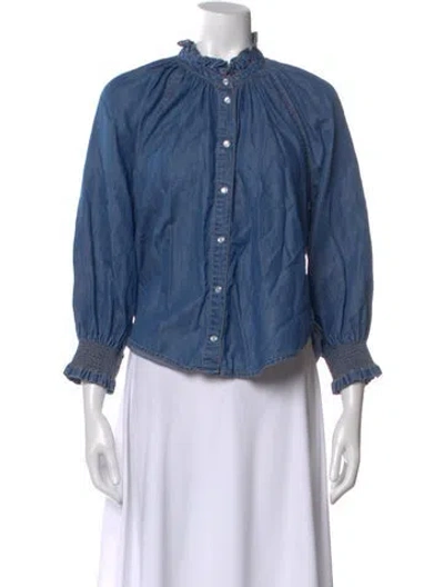 Pre-owned Veronica Beard Long Sleeve Blouse In Blue