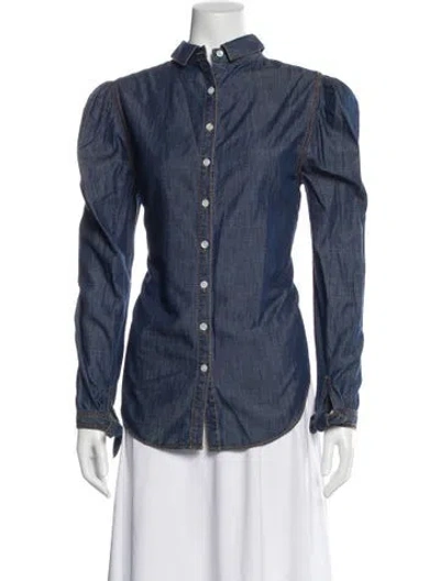 Pre-owned Veronica Beard Long Sleeve Blouse In Blue