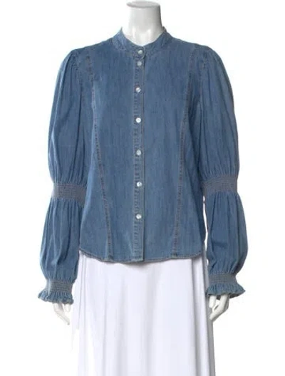 Pre-owned Veronica Beard Long Sleeve Blouse In Blue
