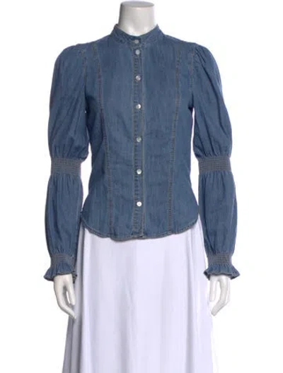 Pre-owned Veronica Beard Long Sleeve Blouse In Blue