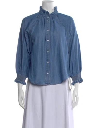 Pre-owned Veronica Beard Long Sleeve Blouse In Blue