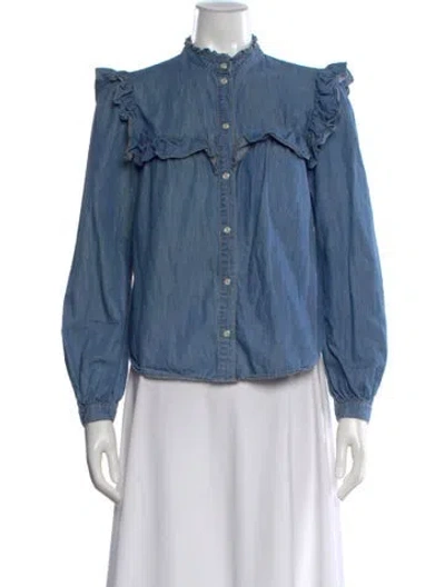 Pre-owned Veronica Beard Long Sleeve Blouse In Blue