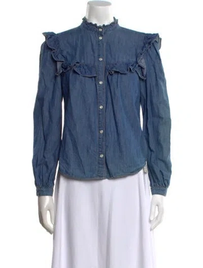 Pre-owned Veronica Beard Long Sleeve Blouse In Blue