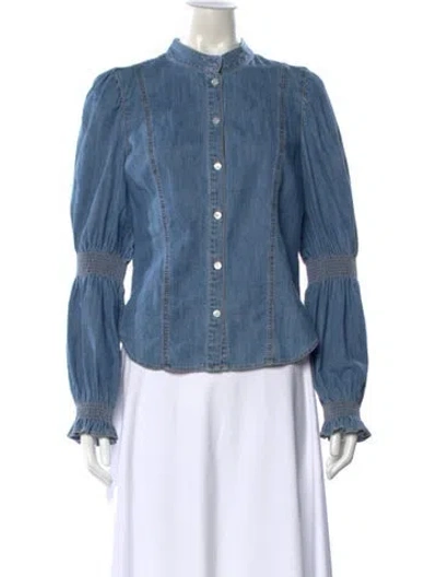 Pre-owned Veronica Beard Long Sleeve Blouse In Blue
