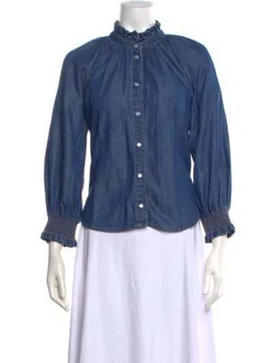 Pre-owned Veronica Beard Long Sleeve Blouse In Blue