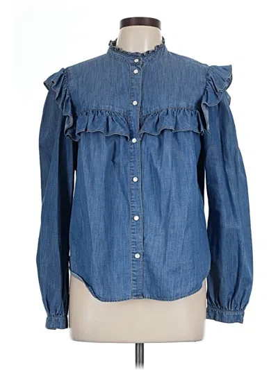 Pre-owned Veronica Beard Long Sleeve Blouse In Blue