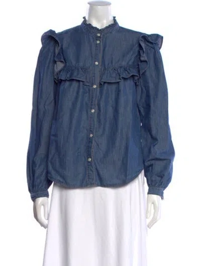 Pre-owned Veronica Beard Long Sleeve Blouse In Blue