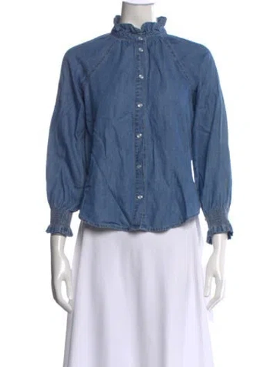 Pre-owned Veronica Beard Long Sleeve Blouse In Blue