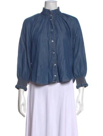 Pre-owned Veronica Beard Long Sleeve Blouse In Blue
