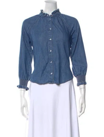 Pre-owned Veronica Beard Long Sleeve Blouse In Blue