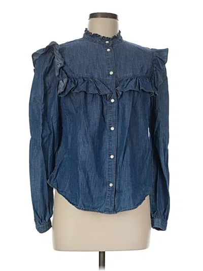 Pre-owned Veronica Beard Long Sleeve Blouse In Blue