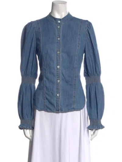 Pre-owned Veronica Beard Long Sleeve Blouse In Blue