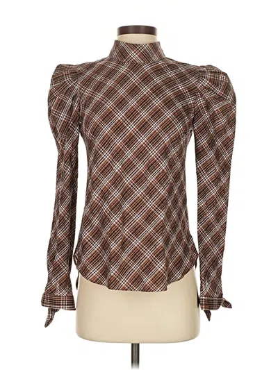 Pre-owned Veronica Beard Long Sleeve Blouse In Brown