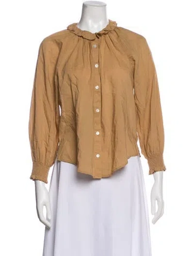 Pre-owned Veronica Beard Long Sleeve Blouse In Brown