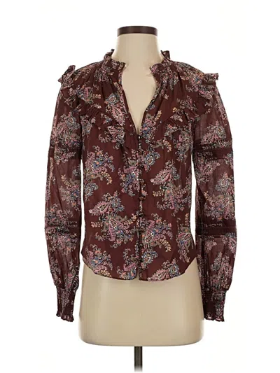 Pre-owned Veronica Beard Long Sleeve Blouse In Burgundy