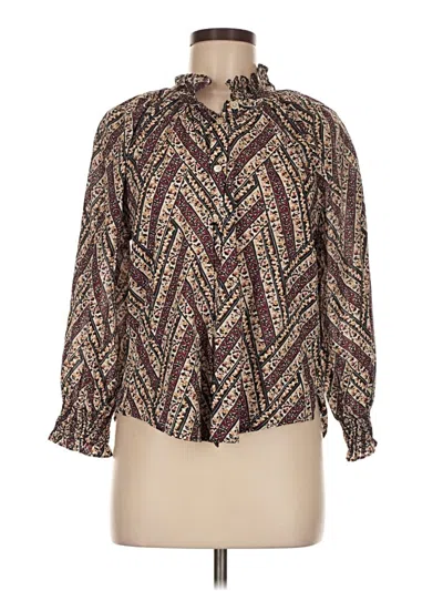 Pre-owned Veronica Beard Long Sleeve Blouse In Burgundy