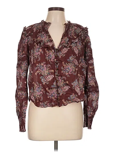 Pre-owned Veronica Beard Long Sleeve Blouse In Burgundy