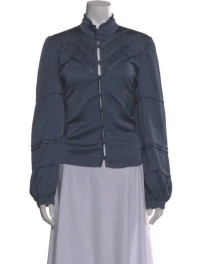 Pre-owned Veronica Beard Long Sleeve Blouse In Gray