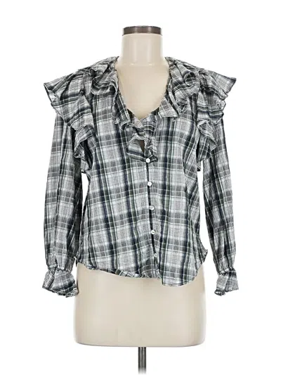 Pre-owned Veronica Beard Long Sleeve Blouse In Gray