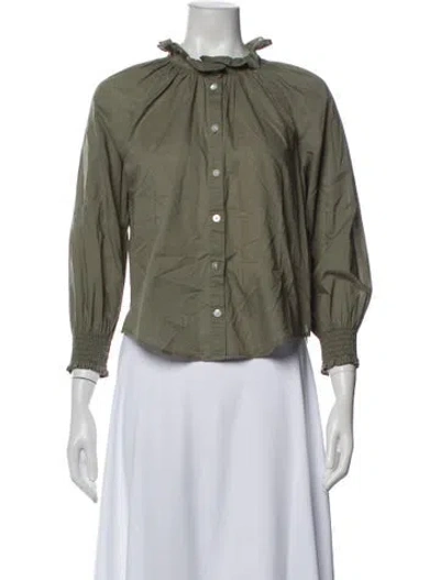 Pre-owned Veronica Beard Long Sleeve Blouse In Green