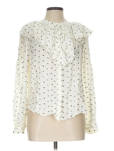 Pre-owned Veronica Beard Long Sleeve Blouse In Ivory