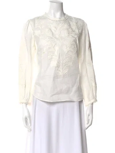 Pre-owned Veronica Beard Long Sleeve Blouse In Neutral