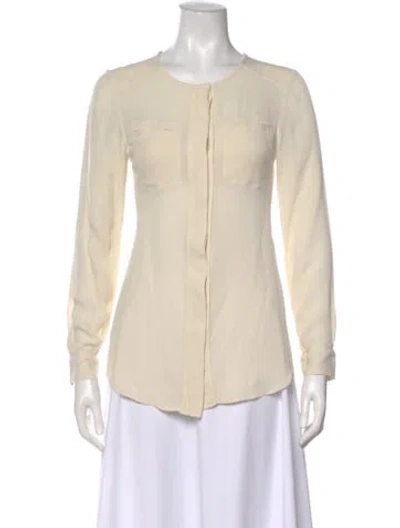 Pre-owned Veronica Beard Long Sleeve Blouse In Neutral