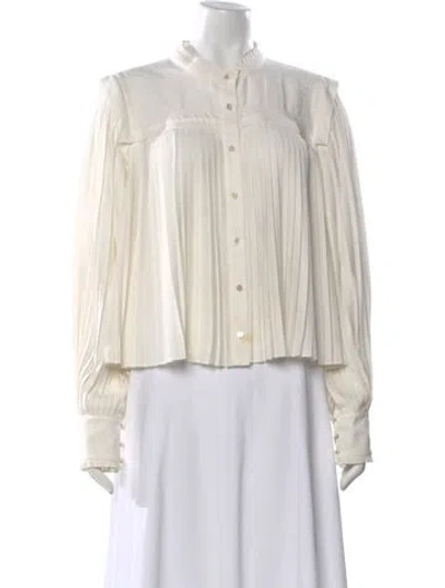 Pre-owned Veronica Beard Long Sleeve Blouse In Neutral