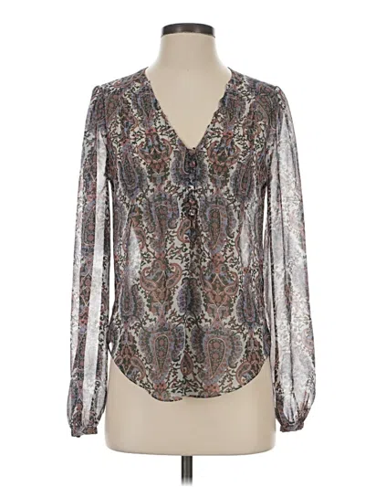 Pre-owned Veronica Beard Long Sleeve Blouse In Silver