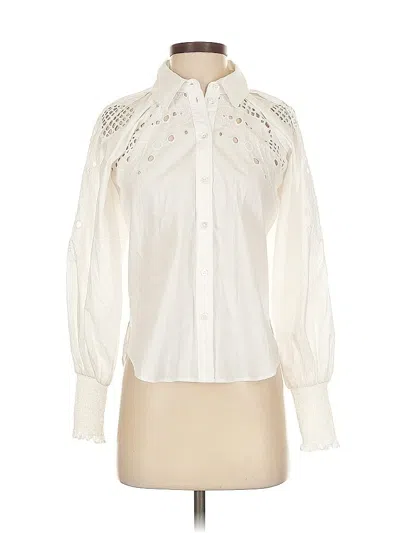Pre-owned Veronica Beard Long Sleeve Blouse In White