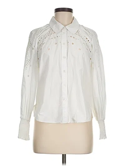 Pre-owned Veronica Beard Long Sleeve Blouse In White