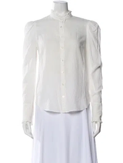 Pre-owned Veronica Beard Long Sleeve Blouse In White