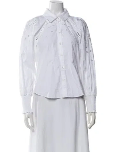 Pre-owned Veronica Beard Long Sleeve Blouse In White