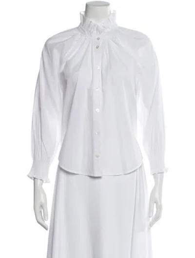 Pre-owned Veronica Beard Long Sleeve Blouse In White