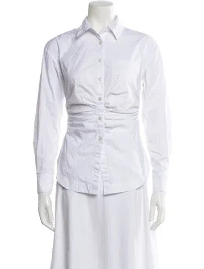 Pre-owned Veronica Beard Long Sleeve Blouse In White