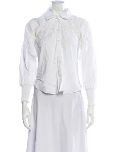 Pre-owned Veronica Beard Long Sleeve Blouse In White