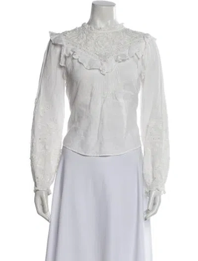 Pre-owned Veronica Beard Long Sleeve Blouse In White