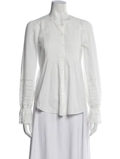 Pre-owned Veronica Beard Long Sleeve Blouse In White