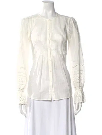 Pre-owned Veronica Beard Long Sleeve Blouse In White