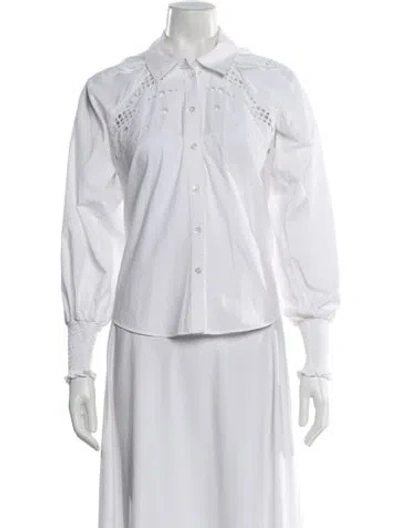 Pre-owned Veronica Beard Long Sleeve Blouse In White