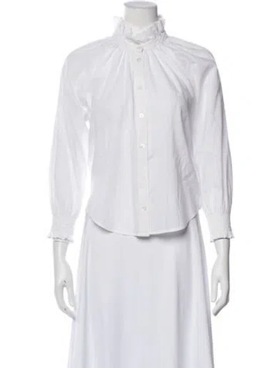 Pre-owned Veronica Beard Long Sleeve Blouse In White