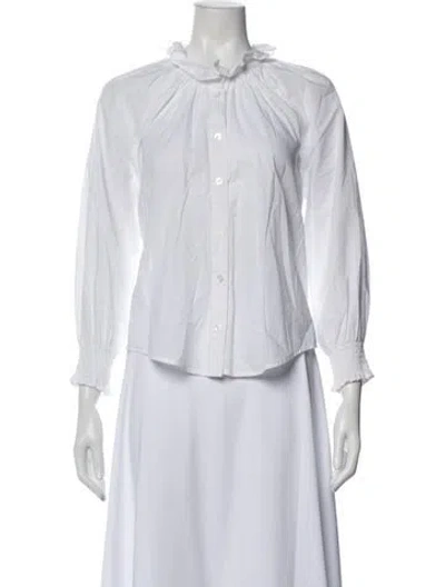 Pre-owned Veronica Beard Long Sleeve Blouse In White