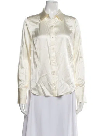 Pre-owned Veronica Beard Long Sleeve Blouse In White