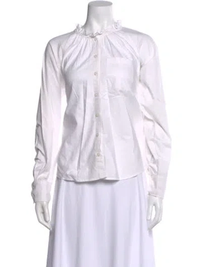 Pre-owned Veronica Beard Long Sleeve Blouse In White