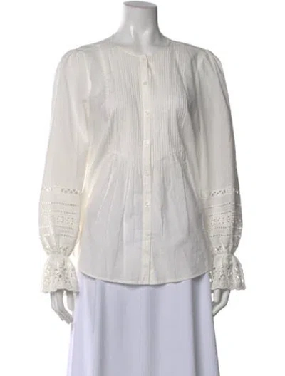 Pre-owned Veronica Beard Long Sleeve Blouse In White