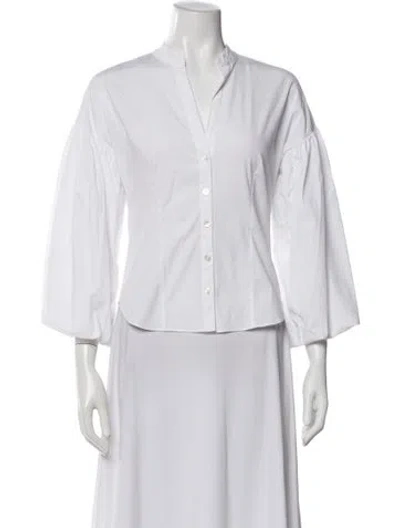 Pre-owned Veronica Beard Long Sleeve Blouse In White