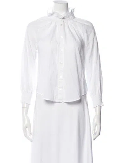 Pre-owned Veronica Beard Long Sleeve Blouse In White