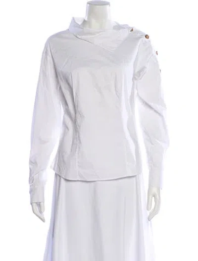 Pre-owned Veronica Beard Long Sleeve Blouse In White